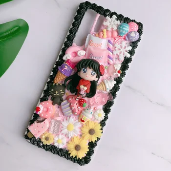 

For Samsung note 8/9/10plus DIY case 3D Sailor Moon phone cover Galaxy s8/s9/s10+ handmade creamy shell s20 ultra pink girl gift