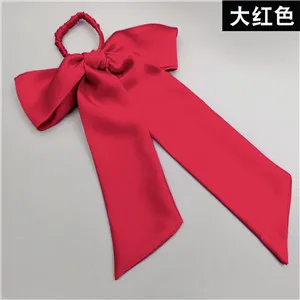 Red Модные женские милые ленты с бантом, однотонные шелковые резинки для волос, милые резинки для волос, OL, базовый держатель для волос - Цвет: Red