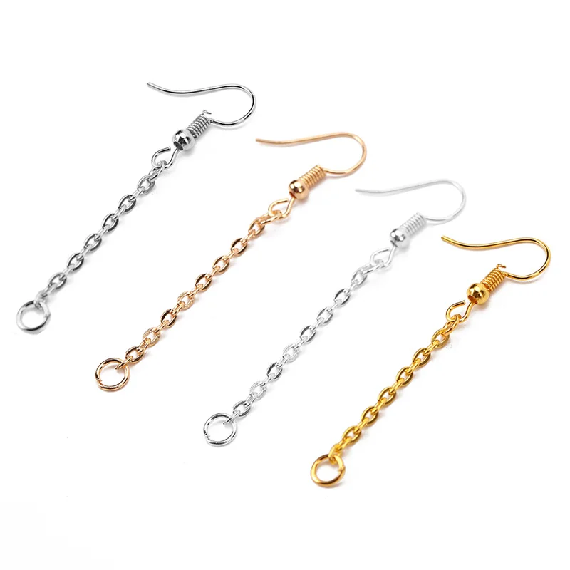 20pcs Gold Silver Color Iron Earring Hooks Wires With Ear Earrings Pendant Charms Connector For Jewelry Making Findings Supplies