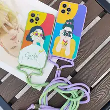 Strap Cord Chain Phone Tape Necklace Lanyard Mobile Phone Case for Carry Cover Case Hang iPhone 11 Pro XS Max XR X 7Plus 8Plus