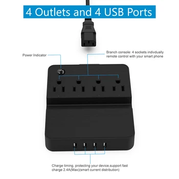 

Wifi Smart Power Strip Surge Protector 4 Outlets US Plug Socket with timer USB Voice Control Extension Cord work Alex GoogleHome