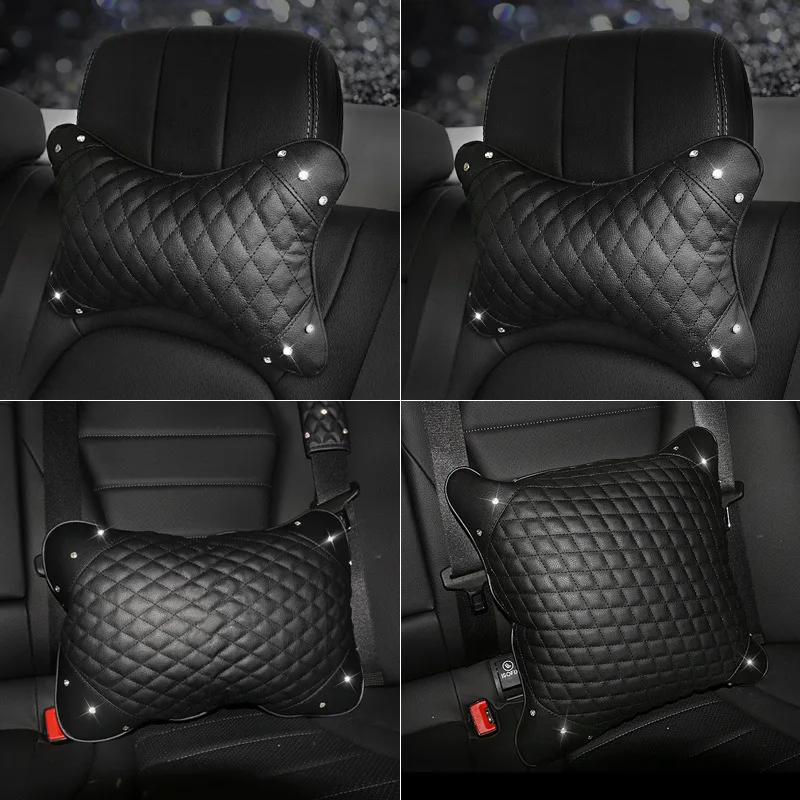 One Pair of Diamond studded Four Seasons General Car Headrest Pillow