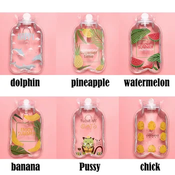 

Cute Transparent Hot Water Bottle Warm Belly Treasure Cartoon Hand Warmer Filled Mini Explosion-proof Portable Hot Water Bags