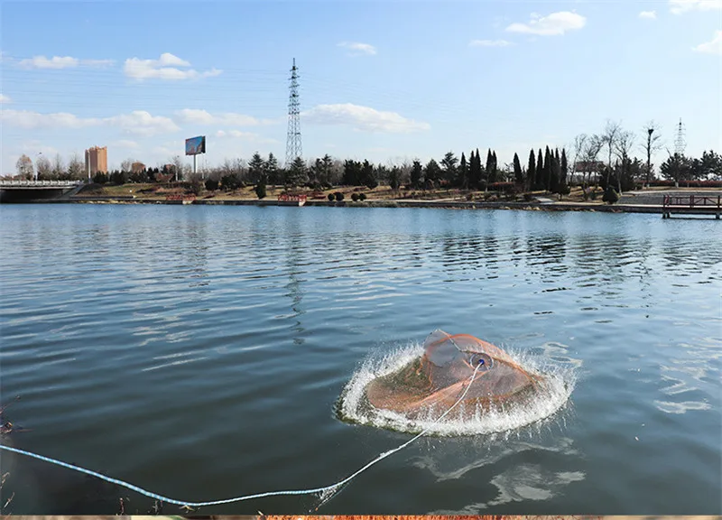 High Strength Small Mesh Casting Fishing Network American 240cm 300cm Diameter Hand Cast Net Fishing Tools (14)