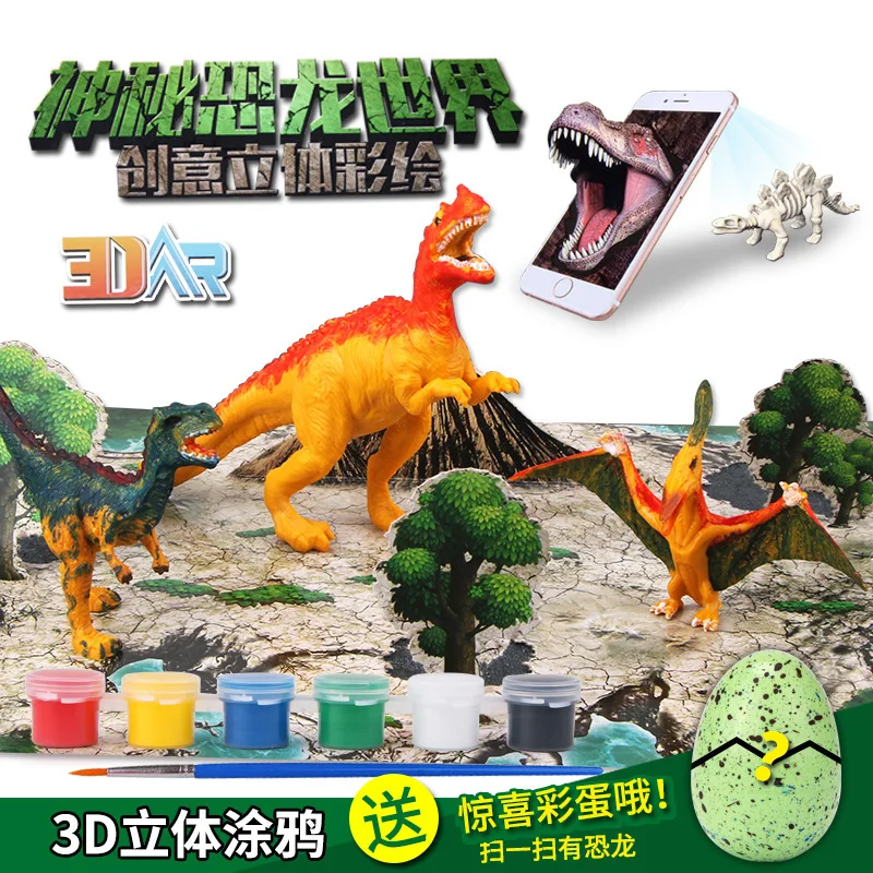 

Creative AR Dinosaur Stereo Coloured Drawing Cartoon DIY Educational Painted Egg Children Handmade Hand Painting Easter