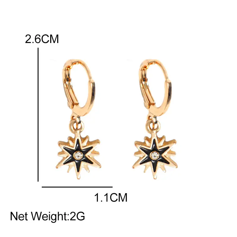 Flatfoosie Fashion New Tiny Eye Hoop Earrings For Women Girl Gold Cartilage Hoop Earrings Jewelry Star Moon Round Charm Earring