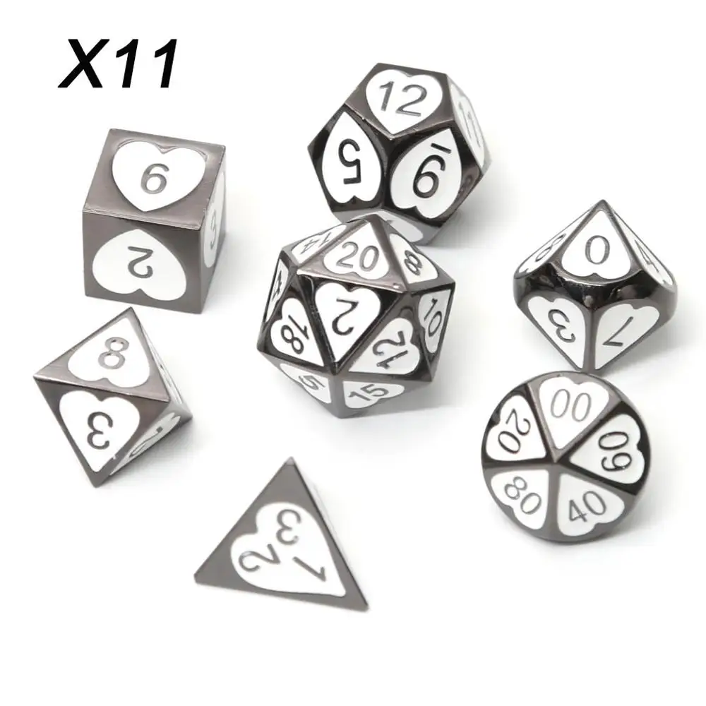 Chengshuo игральные кости DND Металл РГП набор многогранных подземелья и дракон d20 12 10 8 6 черный настольные игры цинковый сплав Цифровой узор в кости