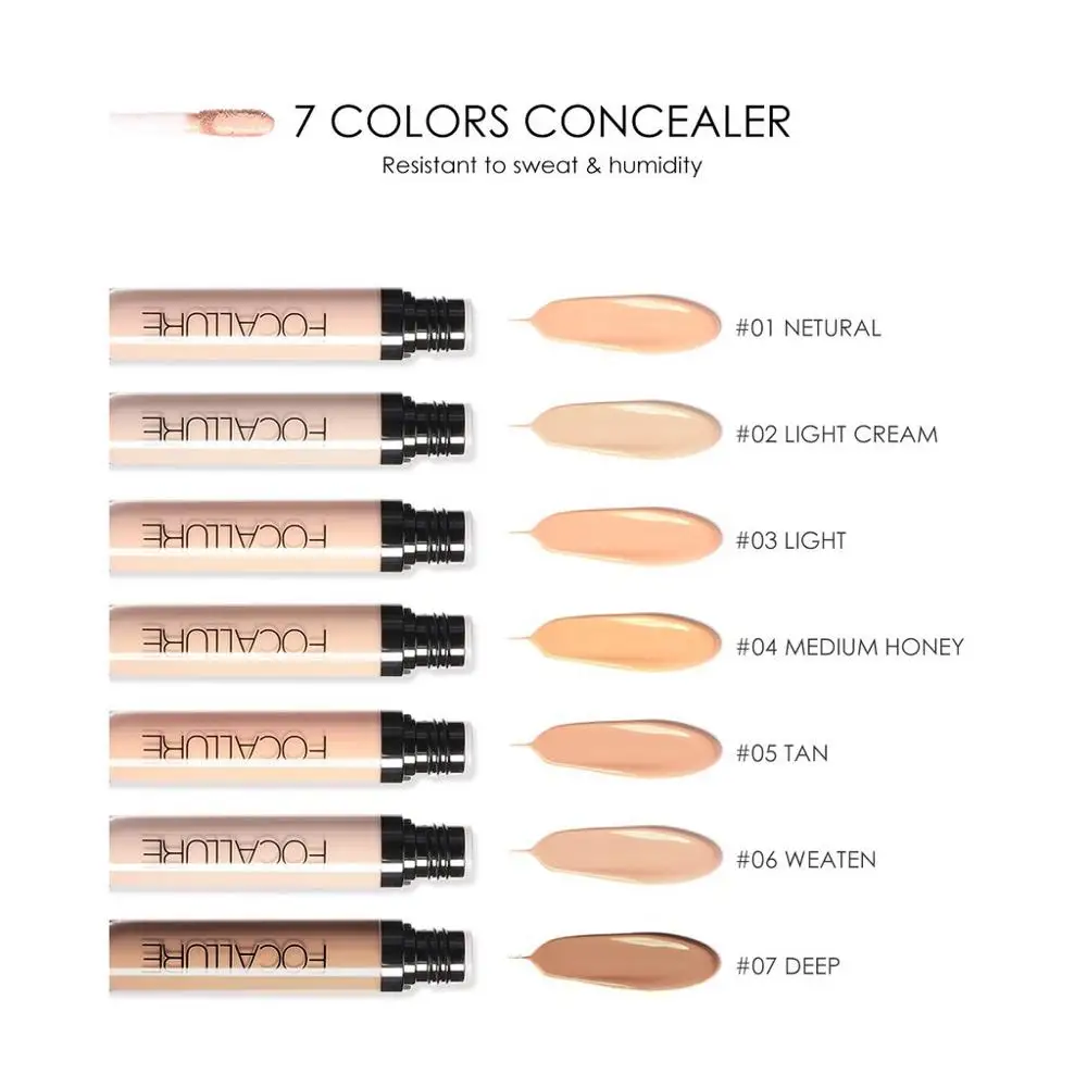 Liquid Concealer Waterproof Concealer Makeup Concealer Makeup Base Cream Face Concealer FOCALLURE Full Coverage Makeup Liquid Concealer Convenient Eye Concealer Cream Waterproof Make Up Base Face Cosmetic
