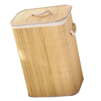 

Foldable Clothes Storage Basket Household Laundry Dirty Clothes Storage Bucket Bamboo Basket (Khaki)