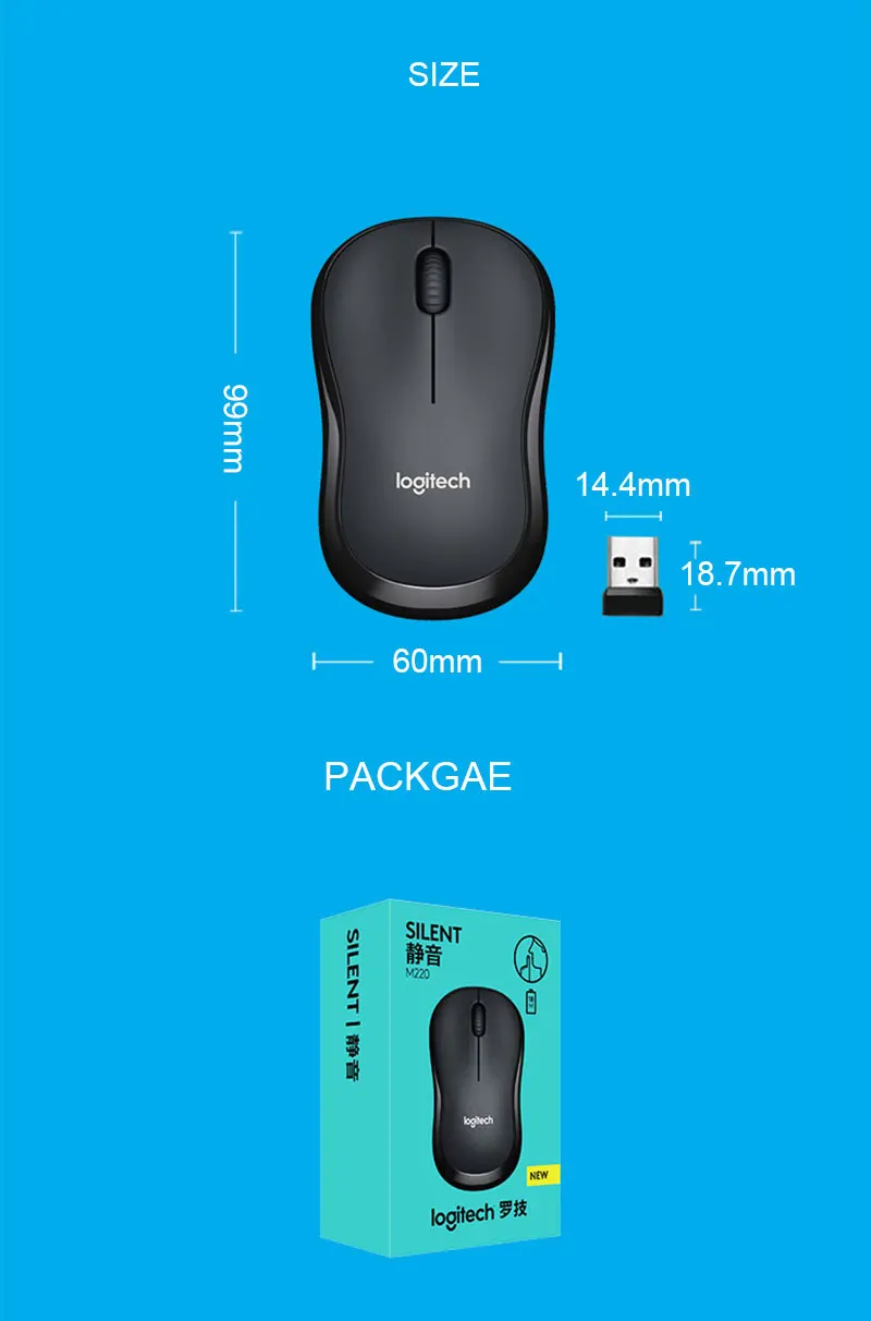 Оригинальная Беспроводная игровая мышь logitech M220, Высококачественная оптическая эргономичная игровая мышь для ПК, поддержка офисного теста для Mac OS/Window