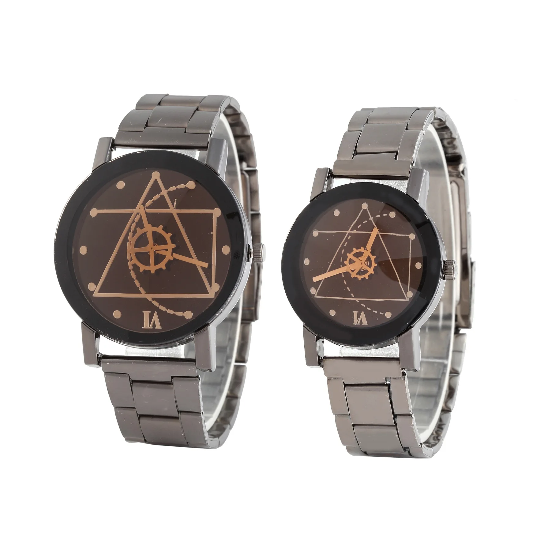 

Foreign Trade Hot Selling Compass Turntable Gear Steel Belt MEN'S Watch Couples Quartz Watch Non-Analog Watch Wholesale