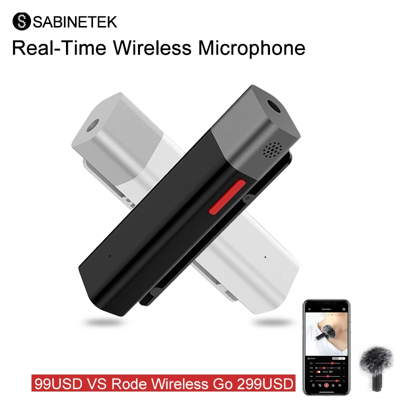 Sabinetek DSLR Smmartphone TWS записывает беспроводной микрофон в реальном времени видео аудио Vlog микрофон передатчик приемник микрофонная система