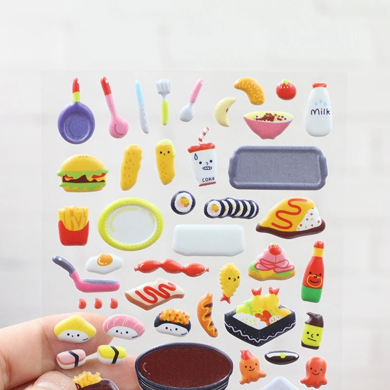 

Puffy Stickers Kids Toys 3D Cartoon Kawaii Anime Food Foam Sticker Toy for Children Scrapbook Diary Waterproof Girl Stickers