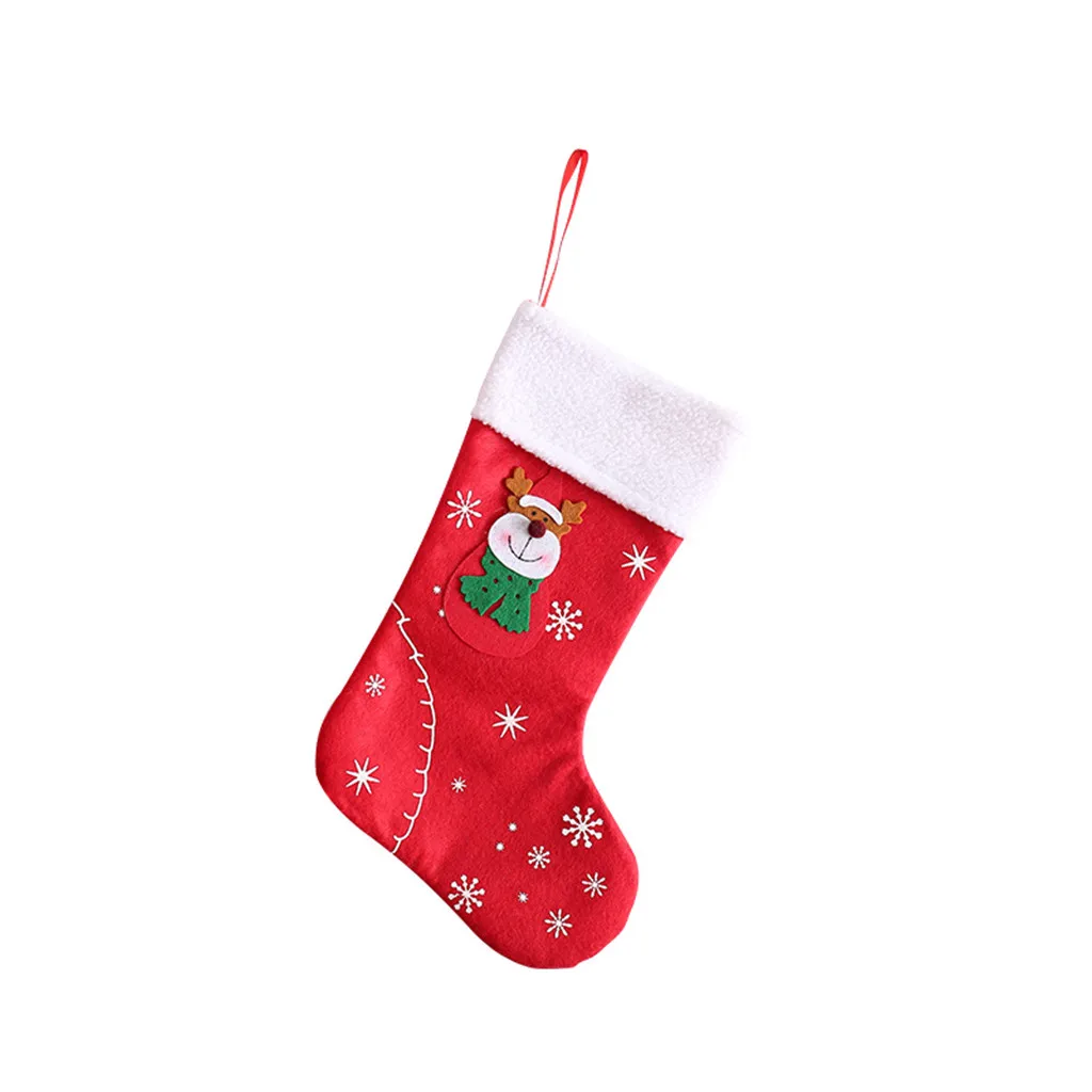 Носки Санта-Клауса, подарок, рождественские чулки, украшения на рождественскую елку, висячие украшения, держатели для подарков, Детские конфетные сумки e2