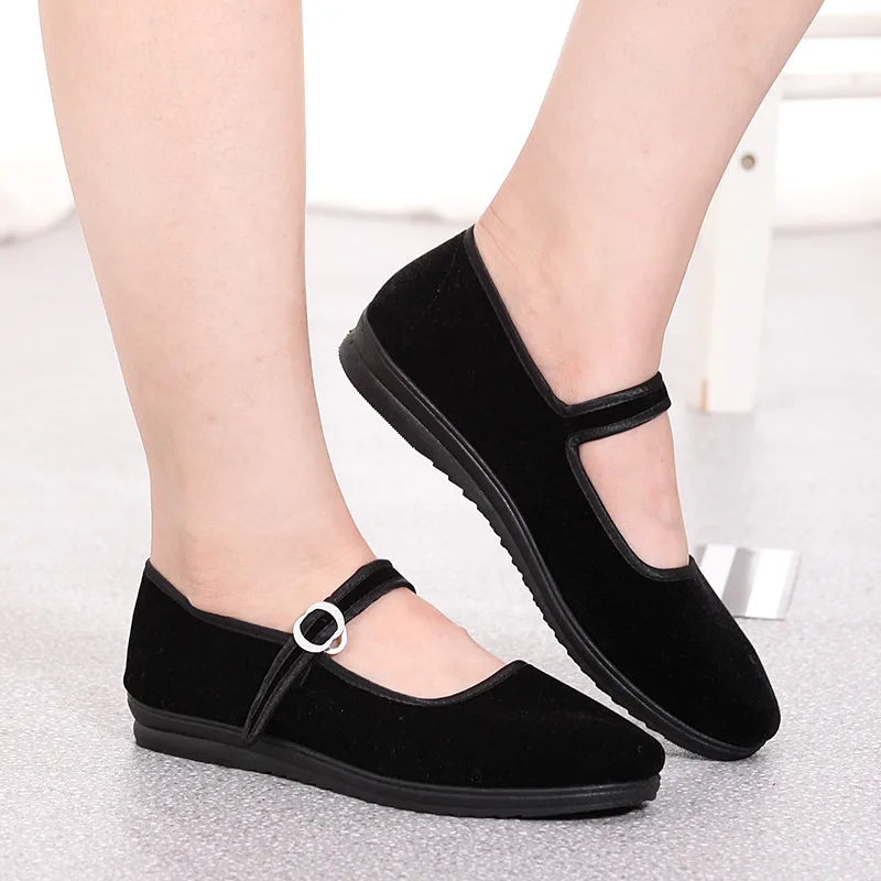 

Women Flats summer shoes woman Loafers Ladies Buckle Strap Black Casual Fabric Mother Shoes Female Comfort Breathable Footwear