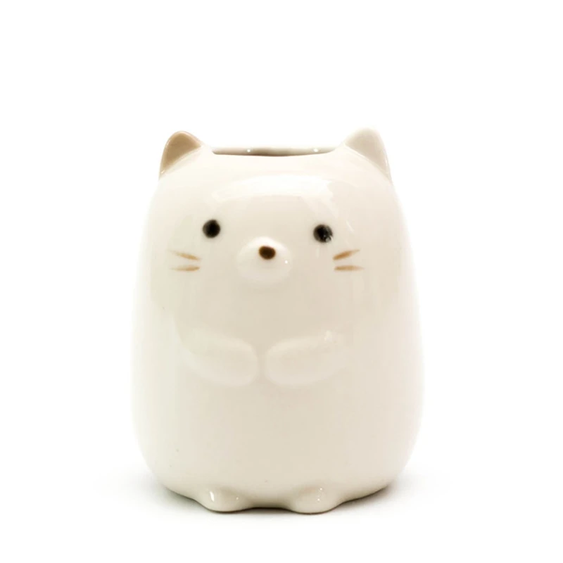 

2x Ceramic Cartoon Animal Toothbrush Holder Bathroom Stand Toothbrushes Sundries Storage Container Tableware Organizer Rack Whit