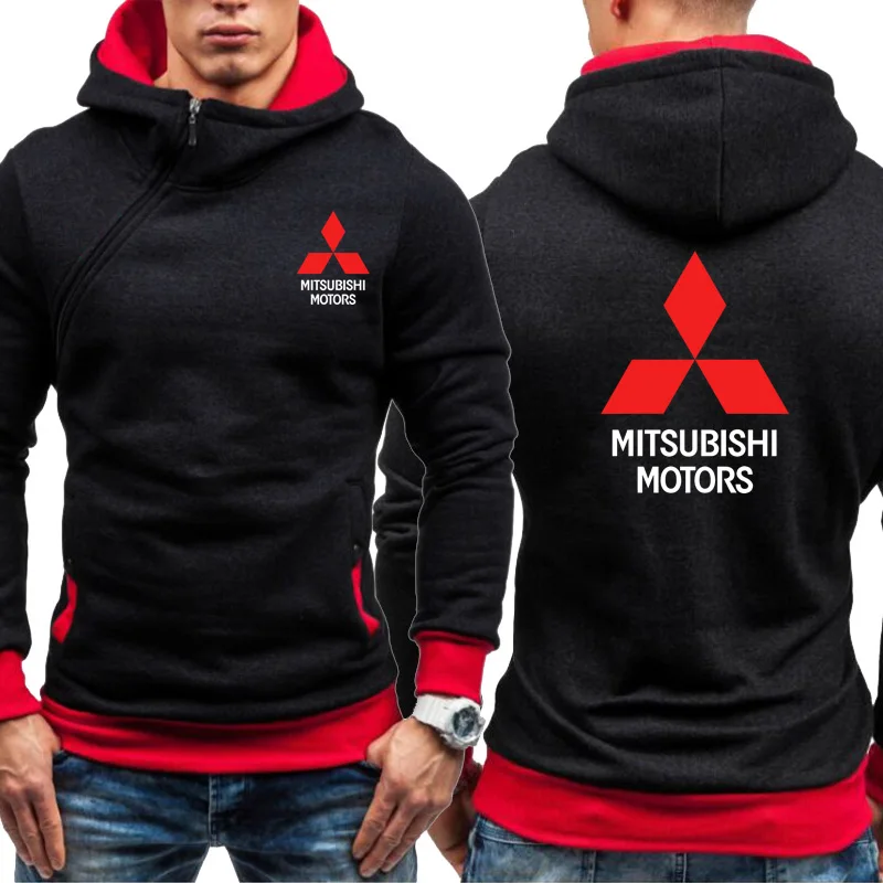 Мужские толстовки с капюшоном с логотипом Mitsubishi, повседневные флисовые теплые толстовки с капюшоном в стиле хип-хоп Харадзюку с длинным рукавом, мужская куртка на молнии - Цвет: as picture