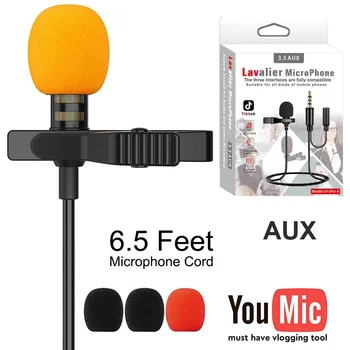 

External Clip-on Lapel Lavalier 3.5MM AUX Jack with 3.5mm Audio Jack Microphone for iPhone Samsung Google Pixel Xiaomi Huawei LG