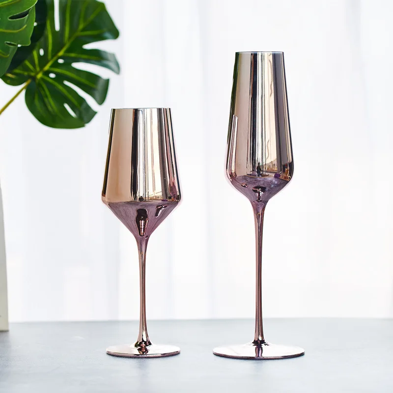 Роскошное розовое золото красное бокал для вина Cyrstal бокалы сок, напиток бокал для шампанского вечерние столовые приборы вода шикарная посуда для напитков