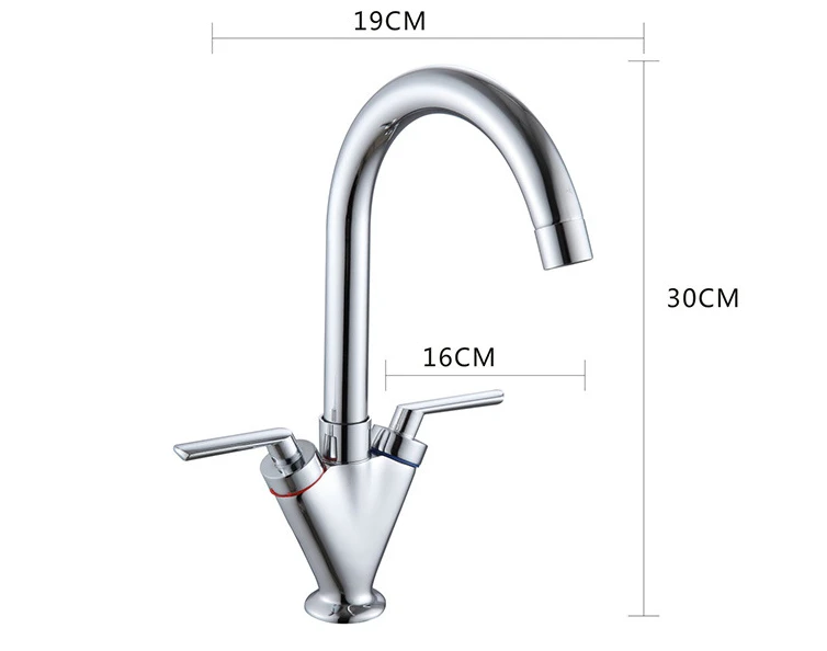 Double Handle Kitchen Faucets Sink Tap Kitchen Crane Mixer 360 Swivel Brass Brushed Nickel Home Improvement for Kitchen Faucets