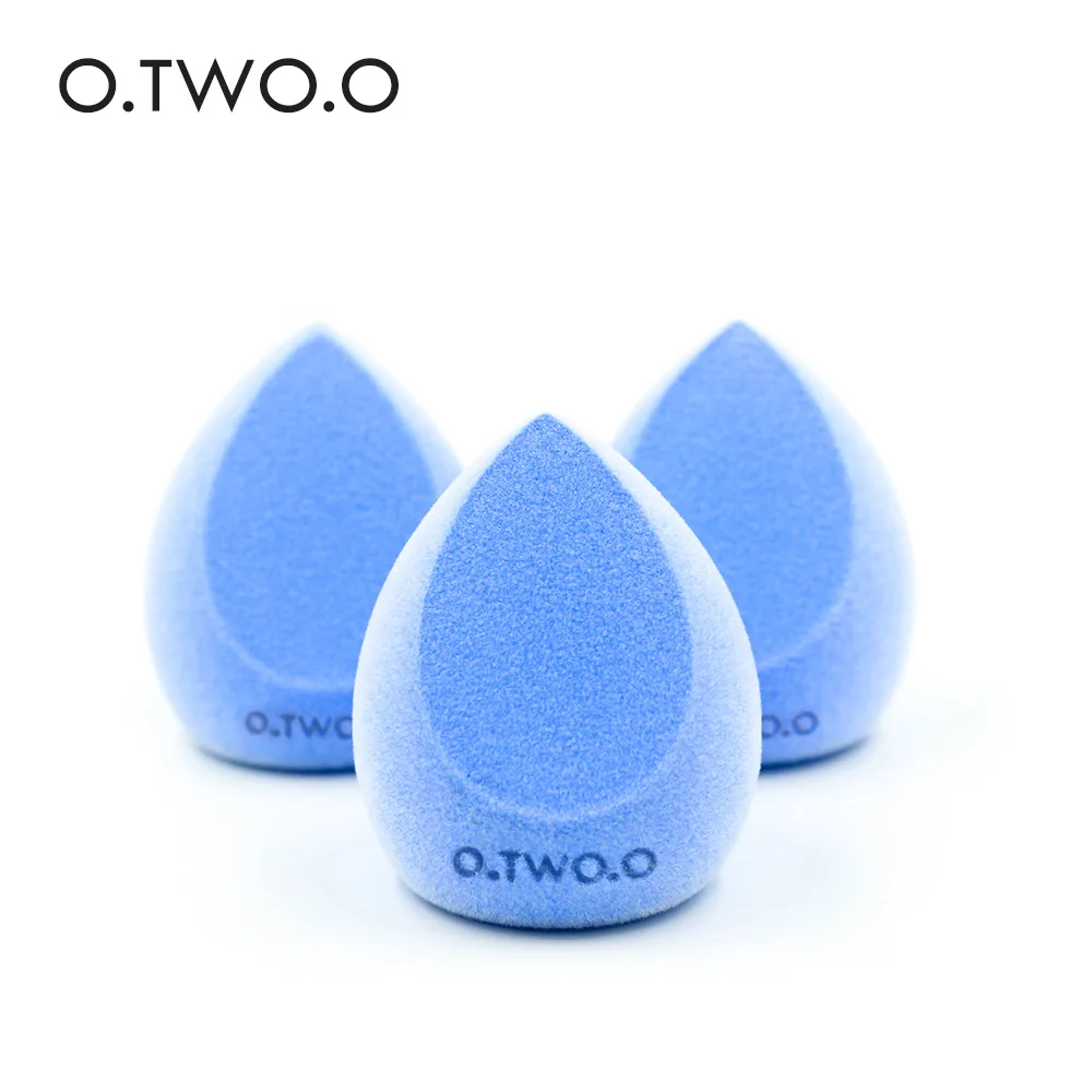 O.TWO.O 1PC Blue Flocking Water Drop Puff Bevel cut two knife 3D powder