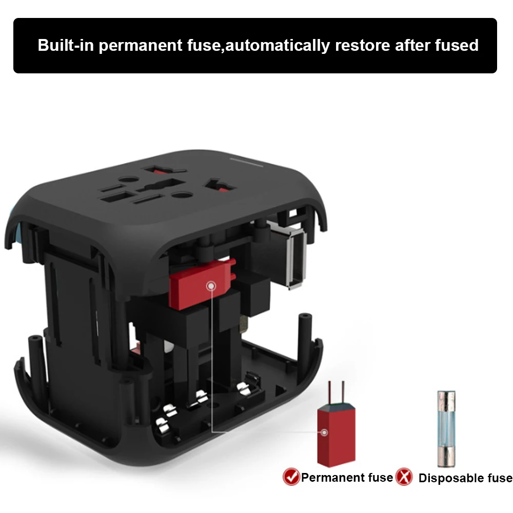 309A Universal-Reiseladegerät-Konvertierungsstecker 100-250 V 5 A Internationaler Schnellladegerät 4 USB-Anschlüsse Adapter_voghion.com