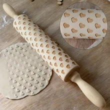 Любовь Сердце Скалка лапша гравировкой тиснение Деревянный инструмент печенье выпечки Кухня День Святого Валентина Торт Помадка печенье ролик