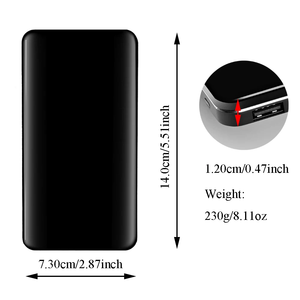 NATTHSWE 10000 мАч большой емкости банк питания, портативный черный внешний аккумулятор с двойным входом и выходом USB зарядное устройство порты