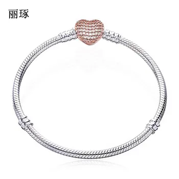 

Pandora's Dream Bracelet Accessories Basic Chain Love Button Crystal Zircon Brilliant Snake Bone Chain Diy Beaded Bracelet