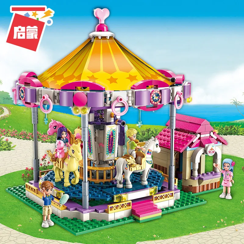 

ENLIGHTEN Building Blocks 2016 Dreamy Merry-go-round bin fen holiday GIRL'S Assembled Small Particles Educational Toy