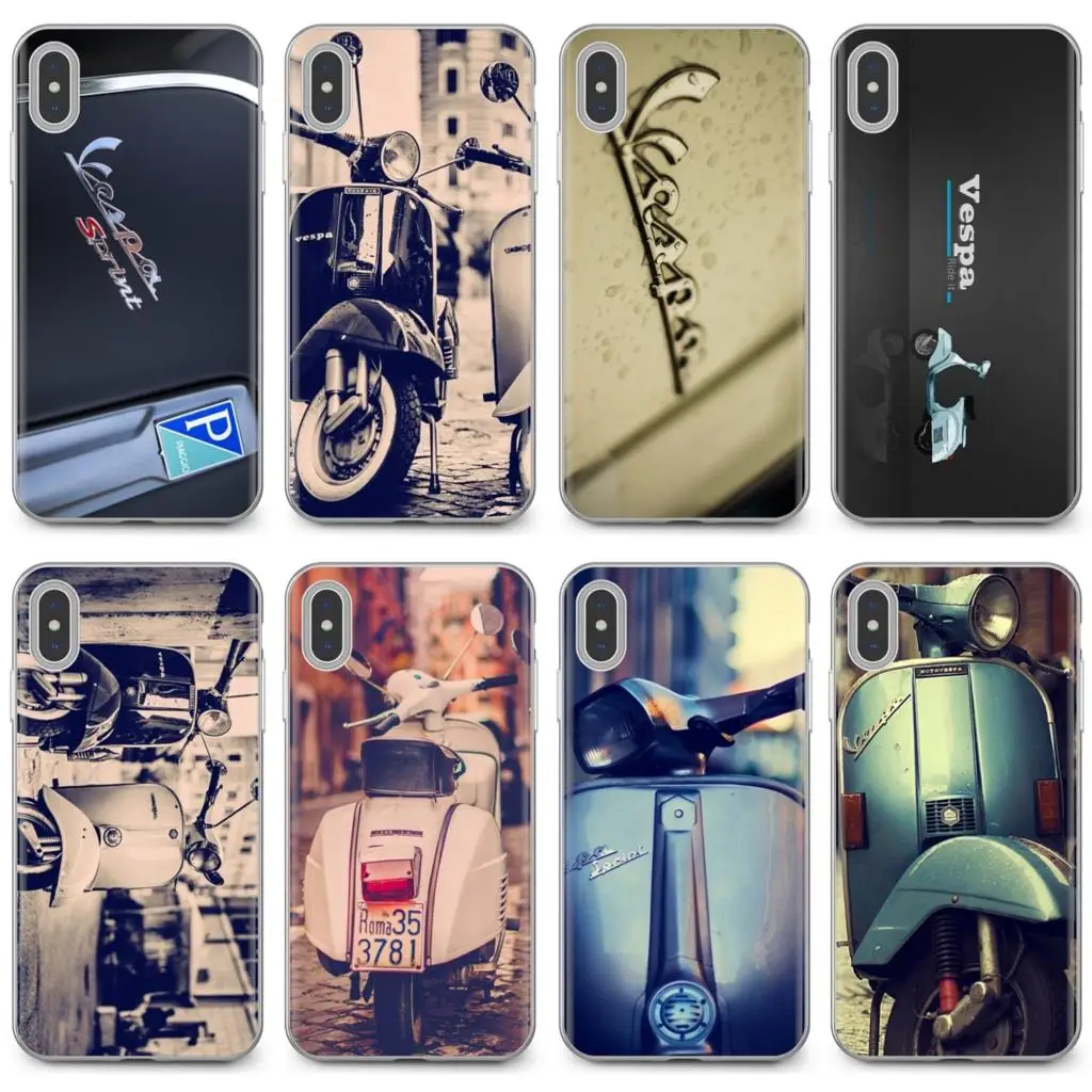 Мягкий чехол для iPhone 11 Pro 4 4S 5 5S SE 5C 6 6S 7 8X10 XR XS Plus Max iPod Touch Blue Vespa итальянская педаль