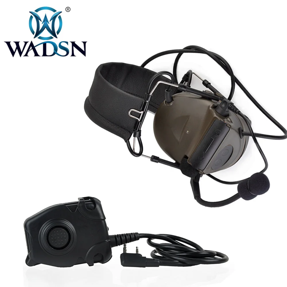 

WADSN Softair Headphone Comtac II Tactical Headset Push to Talk Peltor PTT Military Standard Plug Fit Baofeng Radio Earphone Set