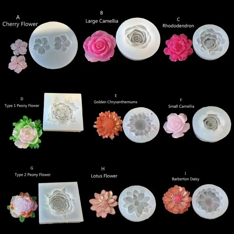 

DIY Flower Silicone Molds Resin Camellia Peony Daisy Lotus Flower Jewlery Making PXPB