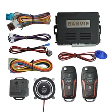 Banvie sistema de alarme do carro com partida do motor remoto e push start stop botão keyless entrada