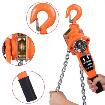 

metal chain Orange Color 3t/3000kg Chain Block Hoist Ratchet Hoist Ratchet Lever Pulley Lifting 3meters Lifting Tools