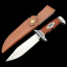 Mengoing 7Cr13Mov Стальной Охотничий Нож с фиксированным лезвием, стальные рукавицы, ножи с деревянной ручкой, кожа/нейлоновая оболочка