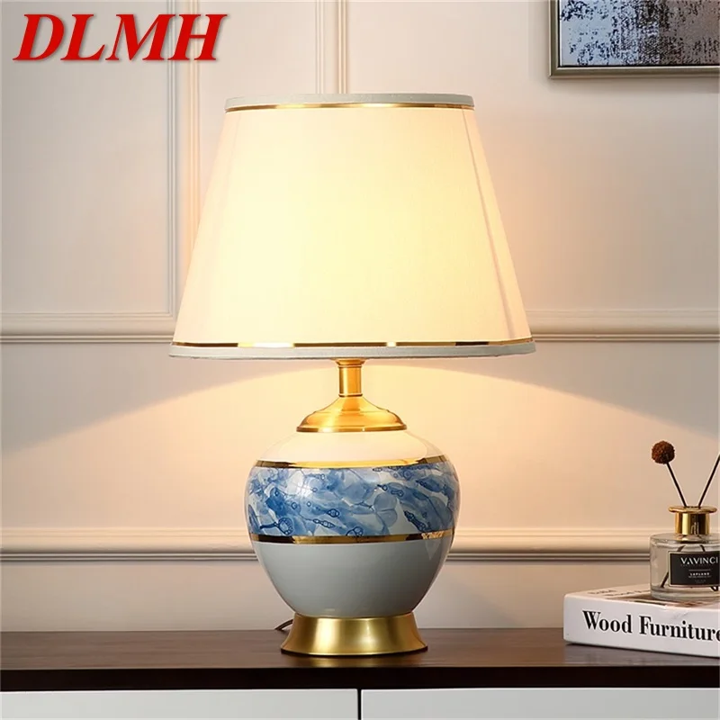 

DLMH Ceramic Table Lamps Copper Desk Light Modern Fabric Decorative for Home Living Room Dining Room Bedroom