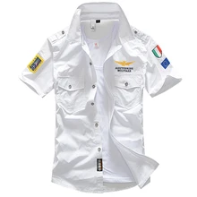 Nueva camisa militar de manga corta 6XL para hombre, moda de verano bordado de alta calidad de algodón Air Force One MA1, camisa Casual AE