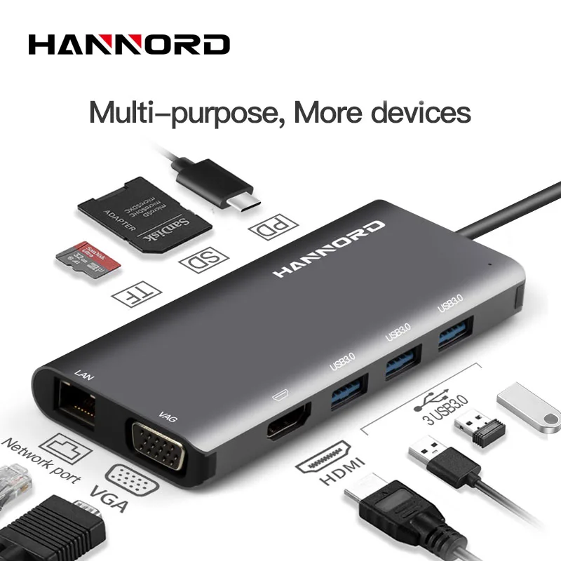 Док станция Hannord для MacBook Pro USB 3 0 HDMI RJ45|USB-хабы| |