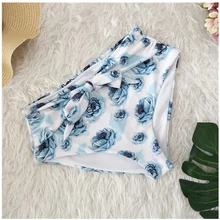 Модный тренд, Женский сексуальный купальник, высокая талия, с рюшами, цветочный принт, бикини, плавки, одежда для плавания, трусики, летняя одежда