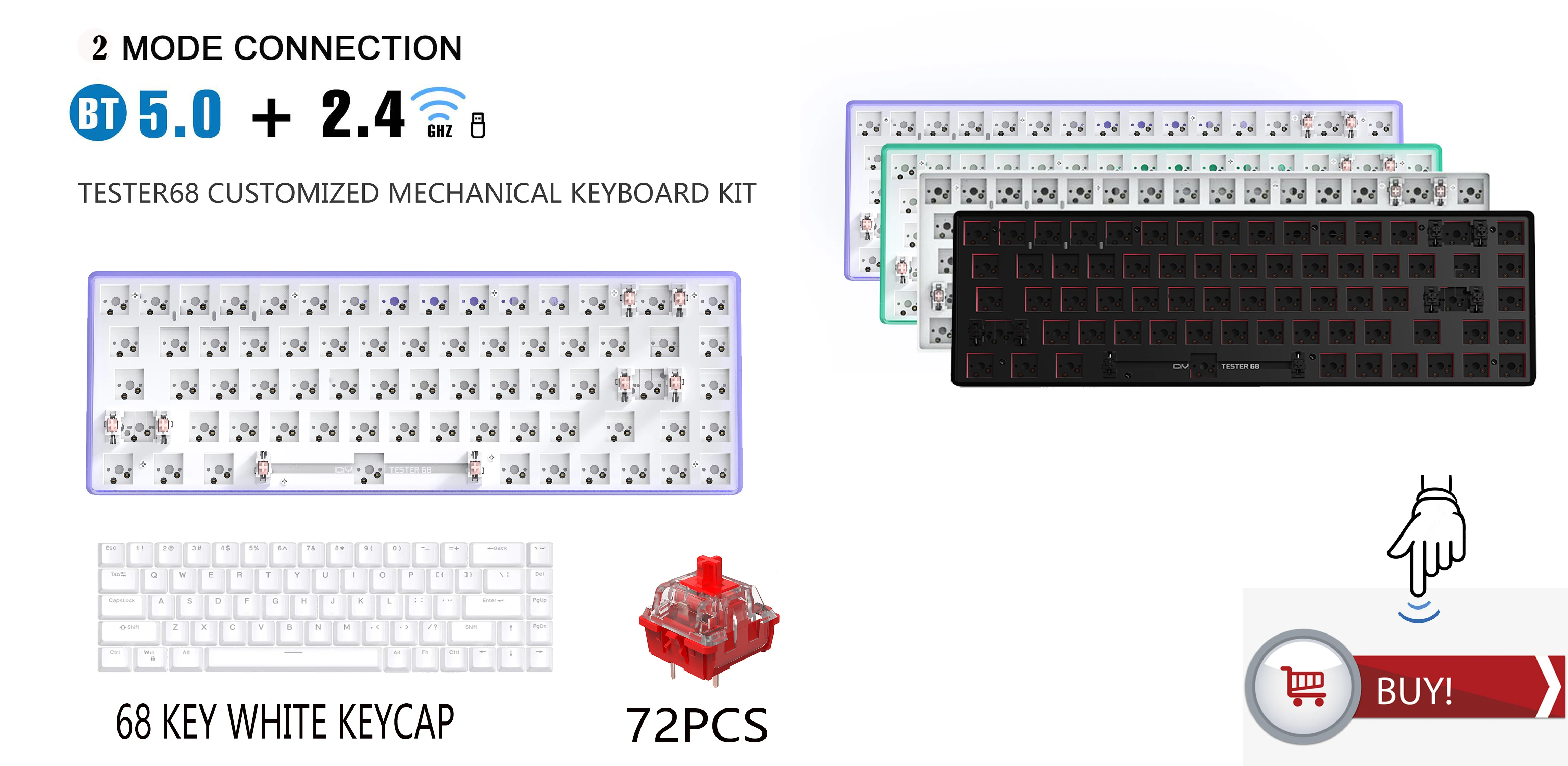 soft keyboard for pc TES84 Hot Swap Mechanical Keyboard Kit wired detachable cable RGB Back light Compatiable With 3/5 Pins For Cherry Gateron Kailh pc keypad