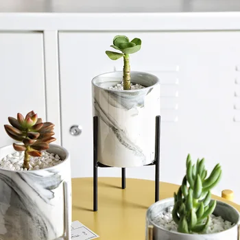 

Marble Iron Ceramic Flower Pots Rack Plant Stand Shelf Support for Succulent Plants Flower Vase Home Gardening Table Decoration