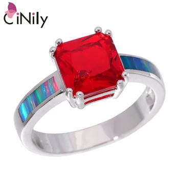 

CiNily Created Rainbow Fire Opal Garnet Silver Plated Wholesale New Style for Women Jewelry Gift Ring Size 6-9 OJ9251