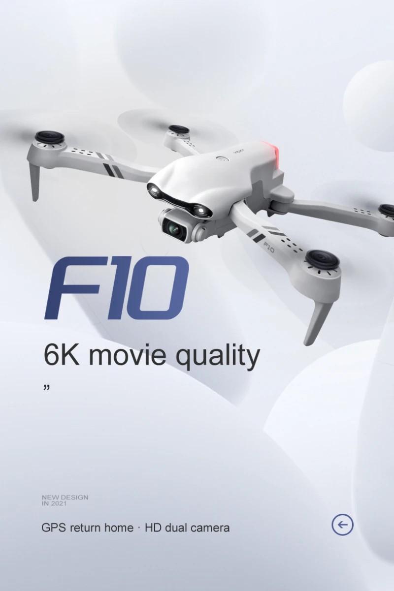 Dron profesional F10 con cámara gran angular, cuadricóptero con 6K HD, gran angular, GPS, 5G, WIFI, FPV, transmisión en tiempo Real, distancia de 2km, 2021