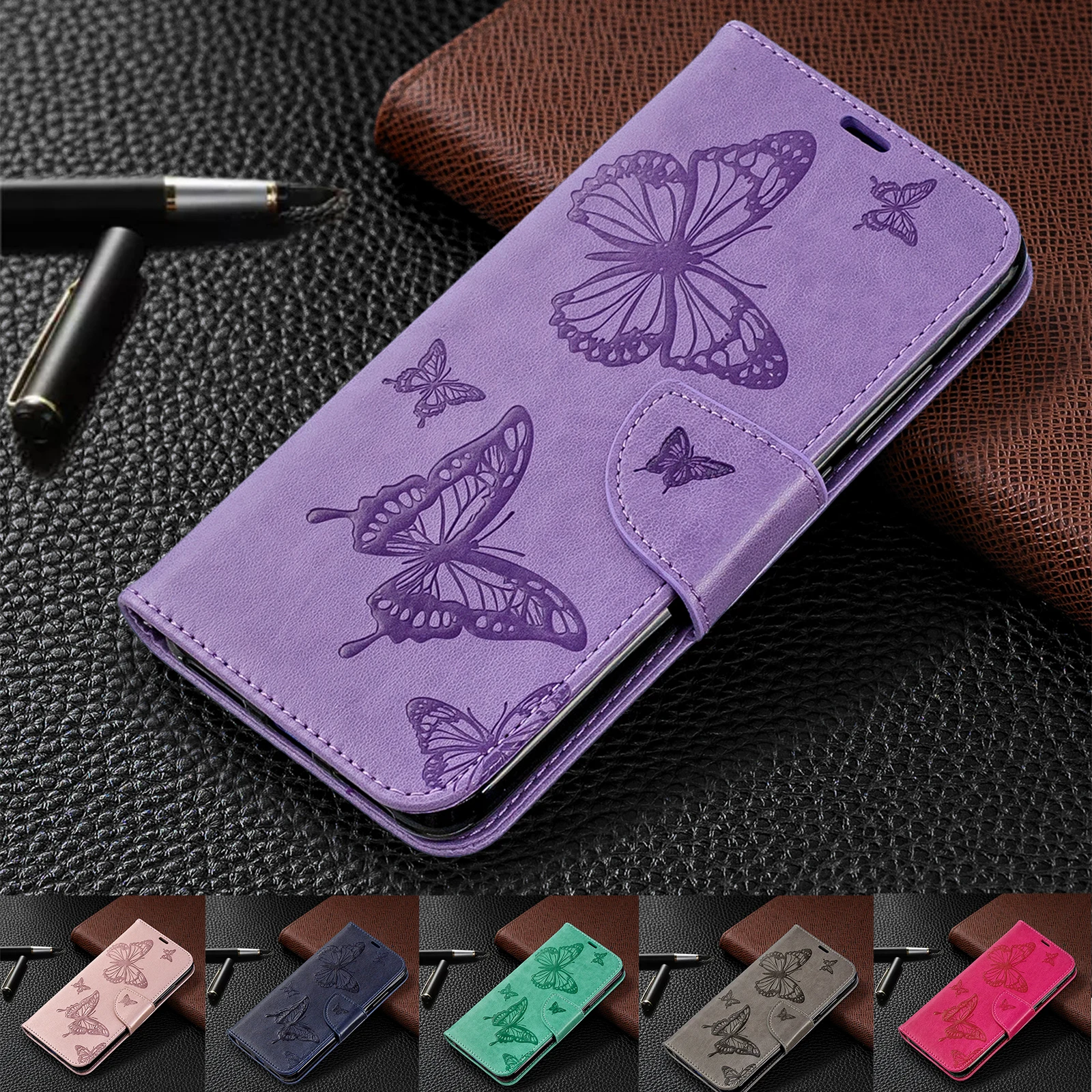 Кожаный флип чехол для Xiaomi Redmi 7 6 6A 7A K20 телефона с бабочкой Note Pro кошелек Чехол