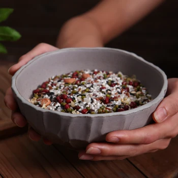 

FANCERTY Household Hand-made Stoneware Porcelain Retro Salad Creative Tableware Sauce Ramen Noodles Bowl Porcelain Rice Bowls