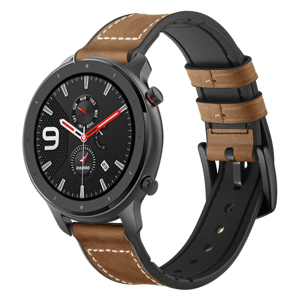 Изысканные кожаные Смарт-часы для AMAZFIT GTR Смарт-часы 42 мм Бизнес Замена ремешок аксессуары