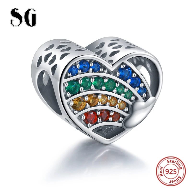SG Любовь Сердце Бусины Подвески Женские аксессуары pandora Серебро 925 для браслетов модное Изготовление ювелирных изделий diy - Цвет: JF9713-P