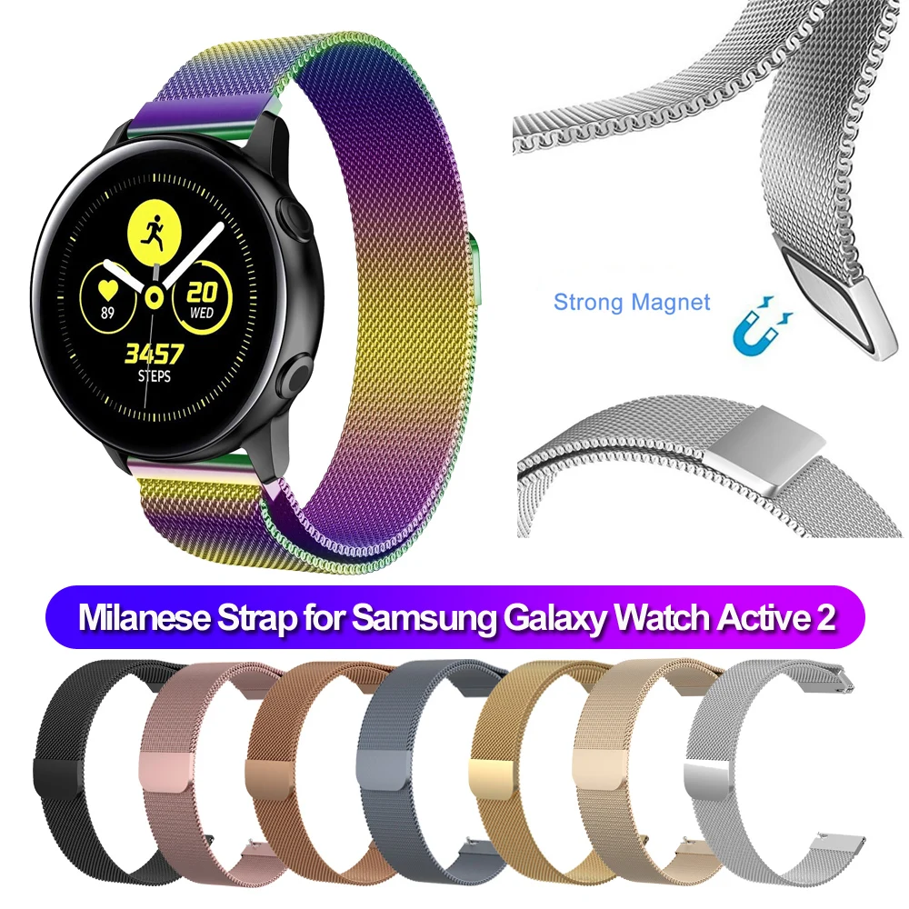 20 мм магнитный Миланский петля ремешок для часов для samsung Galaxy Watch Active 2 нержавеющая сталь браслеты для Galaxy Watch 42 мм