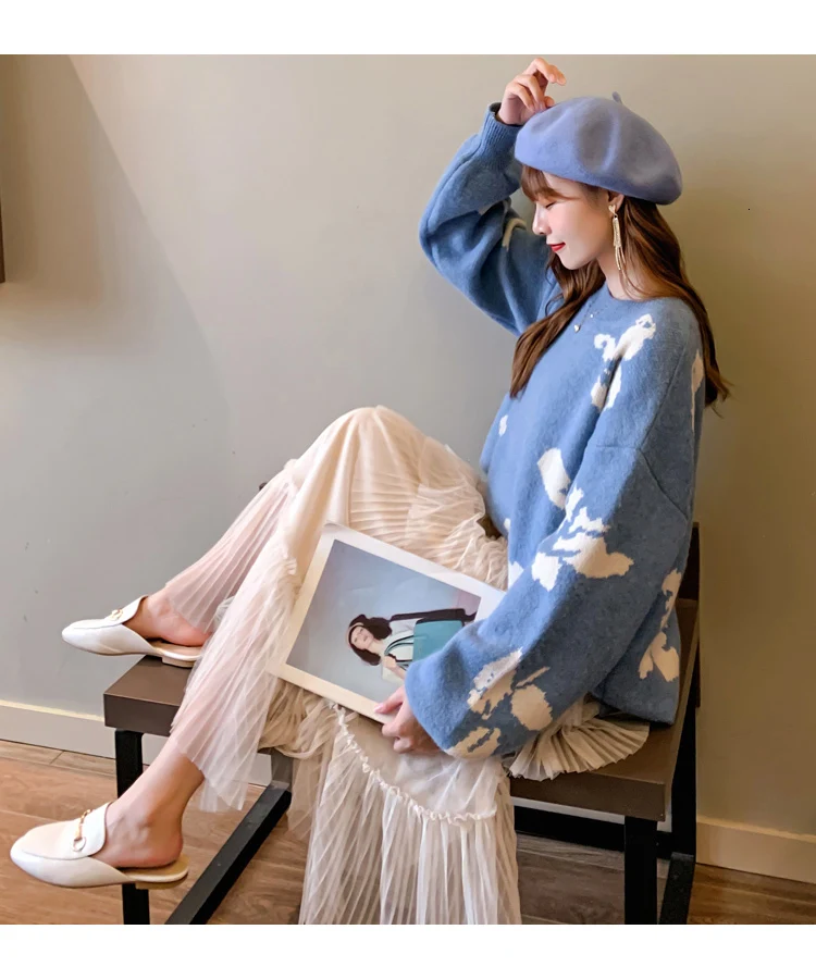 H. SA зимняя одежда для женщин пуловер и свитера красные листья Рождественский Свитер оверсайз